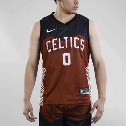 ست رکابی و شلوارک بسکتبالی سلتیکس مدل Nike-DRI FIT-5B089 آجری
