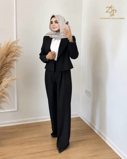 کراپ کت و شلوار زنانه گاباردین لالیک
