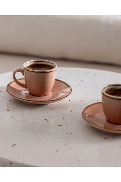ست فنجان قهوه دو نفره Madame Coco مدل Pacis چینی - قهوه‌ای
