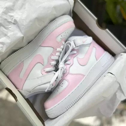 کفش ایرفورس ساق بلند کاستوم | Bubble Gum Pink Custom کد 242499