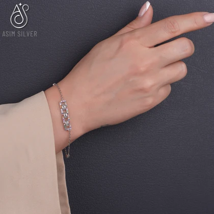 دستبند نقره نگین رنگی