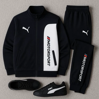 ست سویشرت شلوار مردانه مشکی مدل MotorSport ویژه