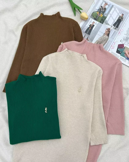 پلیور بافت استین سه ربع یقه ایستاده گرماژ بالا کد5503