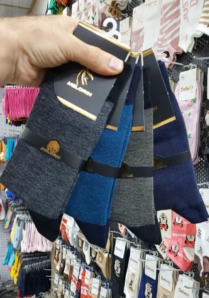 جوراب مردانه ساق‌دار خاویاری نخ پنبه