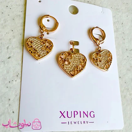نیم ست زنانه ژوپینگ مدل قلبی طرحدار طلایی رنگ کد 5991