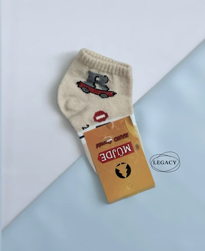 جوراب بچگانه نخ پنبه‌ای طرح ماشین (1-3 سال) - کد LEGACY0009