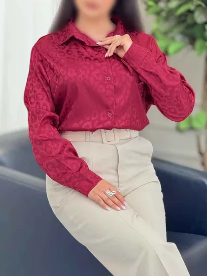 شومیز ساتن طرح پلنگی