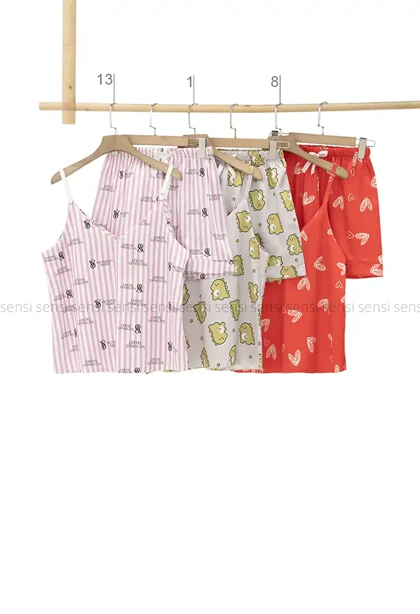 ست تاپ شلوارک ساتن یقه هفت کد1005471