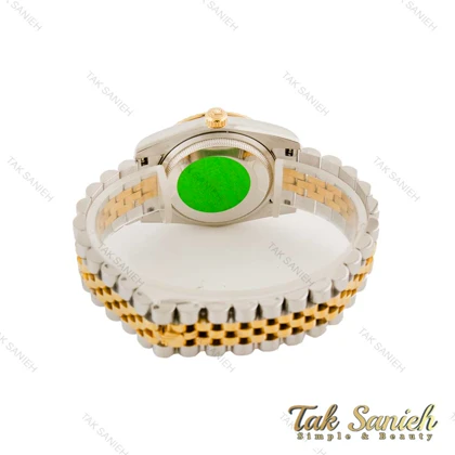 ساعت رولکس مردانه دورنگ طلایی صفحه سبز ایندکس خط Rolex-4513-G