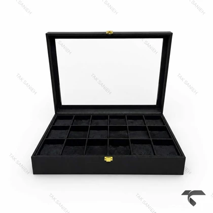 باکس ساعت مچی 18تایی مشکی Watches-Box-18-10665-U