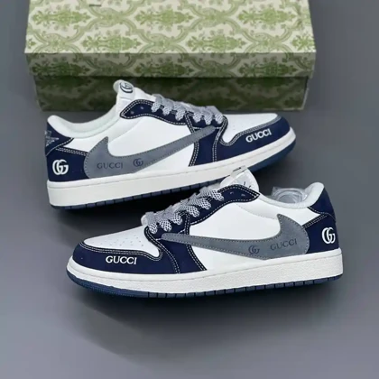 کفش نایک تراویس اسکات گوچی سفید سرمه‌ای Nike Travis Scott Gucci White Navy