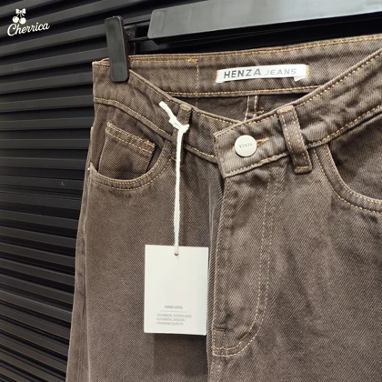 شلوار جین زنانه بگ قهوه ای کد 17