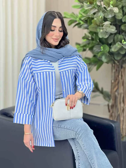 مانتو راه راه برش‌دار صبا