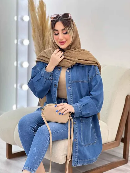 مانتو جین برش‌دار