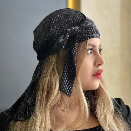 دورگ مخمل مشکی نگین‌دار زنانه دخترانه