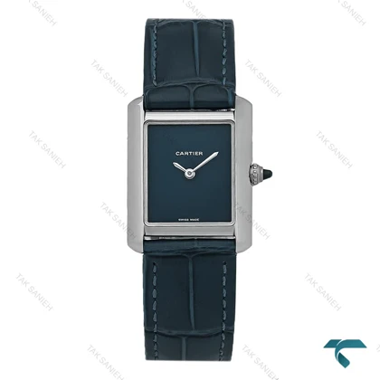 ساعت زنانه کارتیه تانک چرمی سرمه ای اسمال Cartier-8158-L