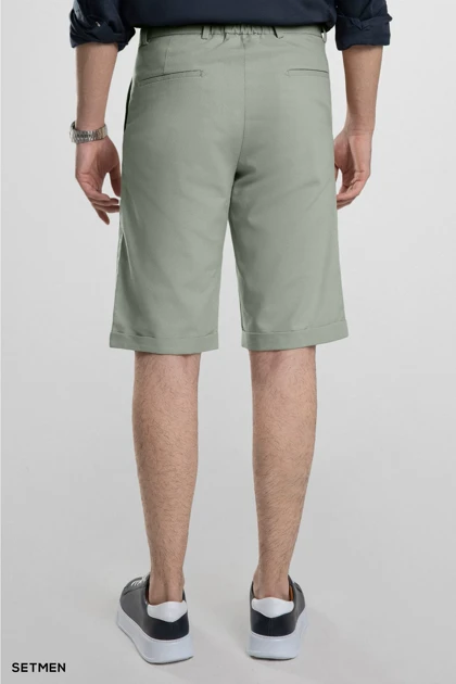 شلوارک لینن پیل دار کمر کش