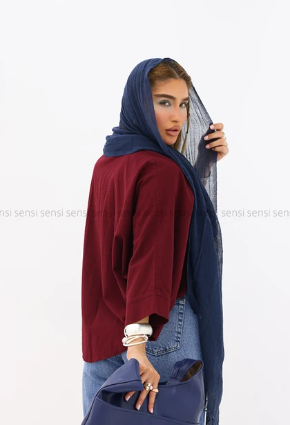 شومیز لینن باکسی کیمونو کد1006056
