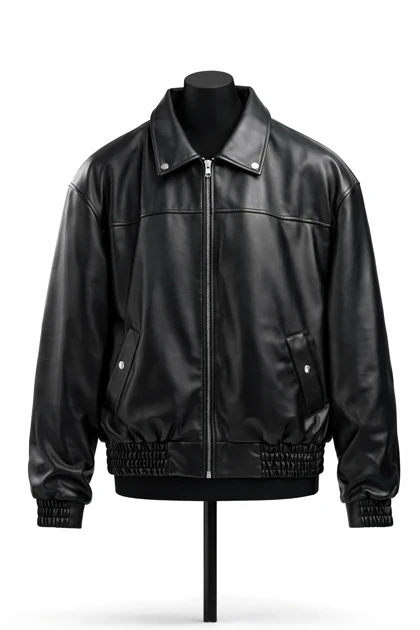 کت چرم مردانه مشکی با طراحی مینیمال اورجینال دیلم