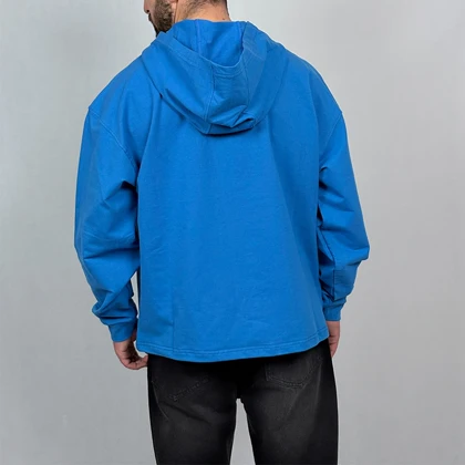 هودی مردانه آبی آسمانی پنبه دو نخ طرح مینیمال