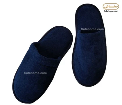 دمپایی حوله ای پودایران طرح ساده سرمه ای