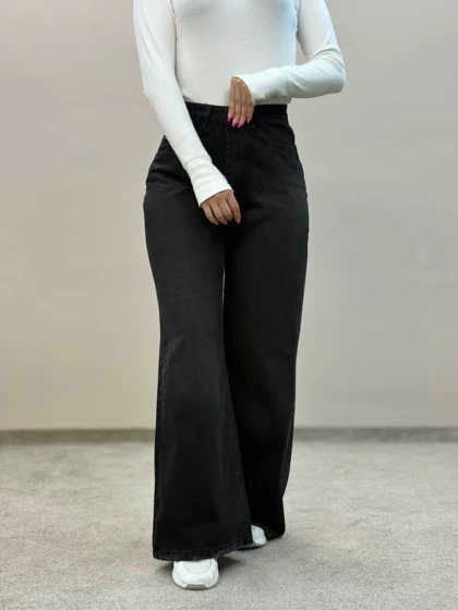 شلوار جین فلربگ ذغالی تینت9475