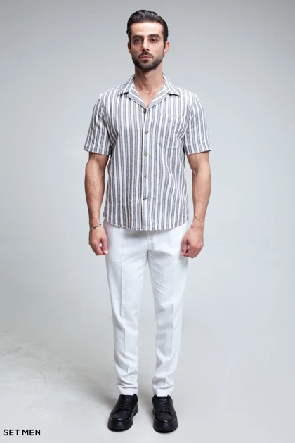 پیراهن مردانه کنفی آستین کوتاه