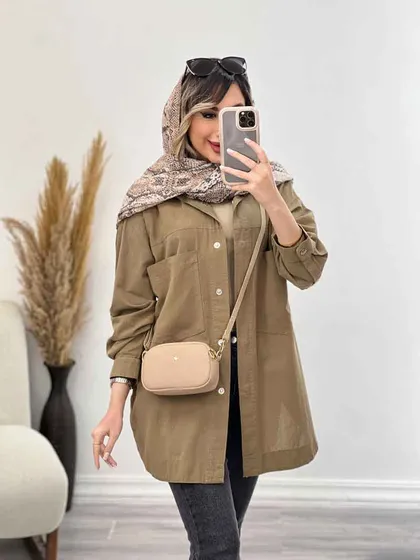 مانتو دکمه مخفی برش‌دار