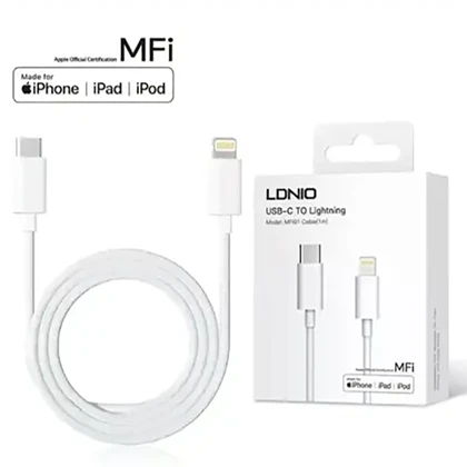 کابل تایپ سی به لایتنینگ الدنیو LDNIO مدل MFI01 یک متر