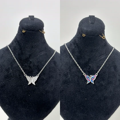 گرردنبند نقره زنانه پروانه مینیمال 975