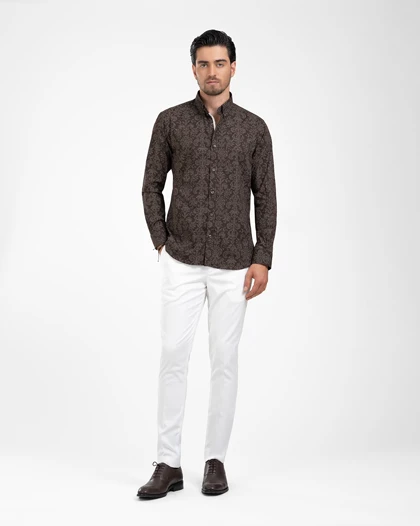 ام کی کالکشن پیراهن آستین بلند mk-22459-brown