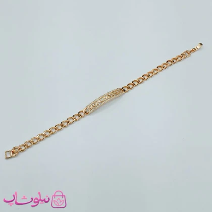 دستبند زنانه ژوپینگ با پلاک نگین‌دار کد 2997