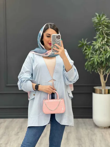 مانتو لینن سر آستین چاک دو جیب