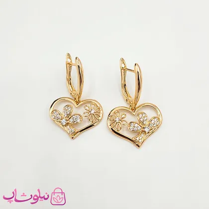 گوشواره دخترانه ژوپینگ قلبی نگین‌دار