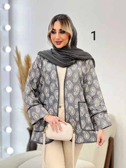 مانتو طرح دار نوار دوزی دو جیب