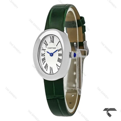 ساعت مچی کارتیه Baignoire زنانه سیلور بند چرم سبز Cartier-9854-L