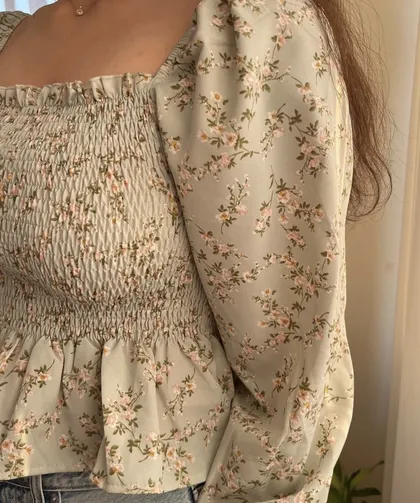 کراپ گل‌دار استین پوفی نوستالژی🌸