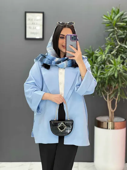 مانتو یقه دوبل آستین پاکتی