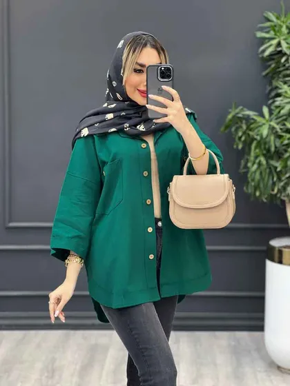 مانتو لینن جیب دکمه