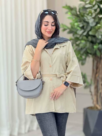 مانتو دو جیب ریش دار پروین