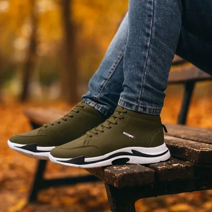 کفش ساق‌دار مردانه زیتونی مدل EMTO