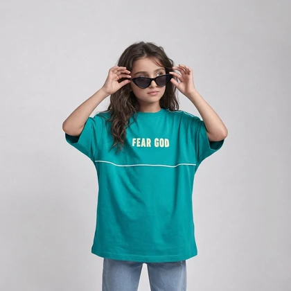 تیشرت بچگانه طرح Fear god رنگ اقیانوسی سایز 60,70