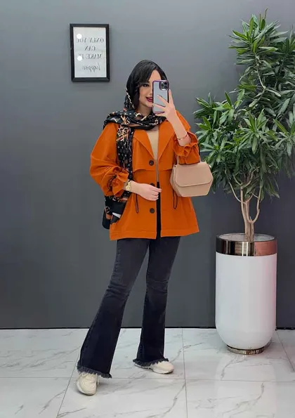 مانتو لینن کمرگت سه دکمه