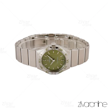 ساعت امگا کانسلیشن زنانه نقره ای صفحه سبز زیتونی 105164