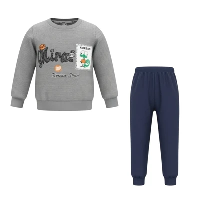 ست سویشرت آستین بلند و شلوار راحتی پسرانه مدل مارمولک PJ1388