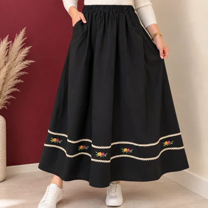 دامن گلدوزی لینن آیلین کد 6035