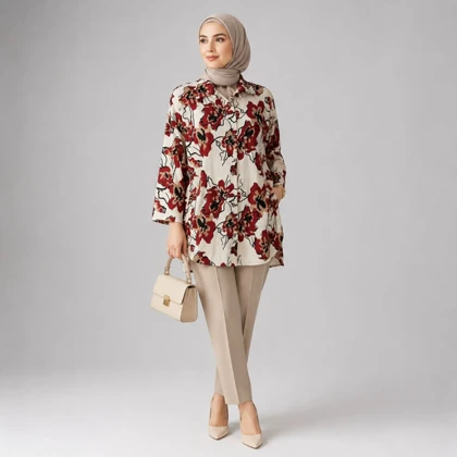مانتو زنانه کراش گل‌دار نسترن کد 230