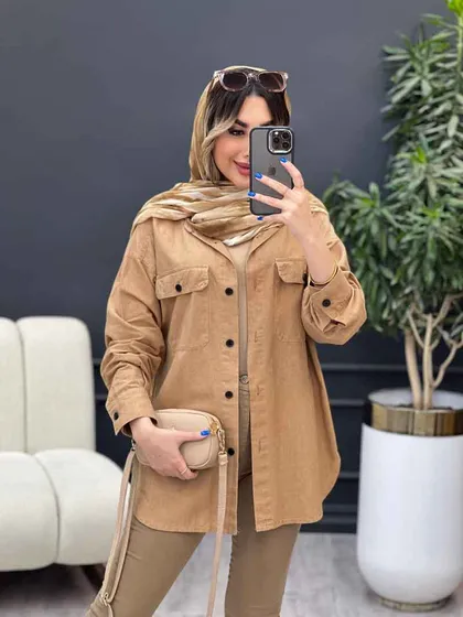 مانتو لینن سر جیب دکمه وینا