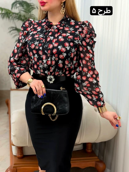 شومیز حریر آستین پف 3924