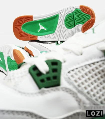 کتانی ساق‌دار زنانه و مردانه سفید طوسی سبز Nike air jordan 4 مدل 4829